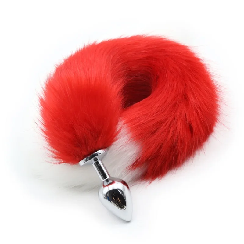 Новинка Красная белая длинная Анальная пробка 80 см длинный Лисий хвост маленькая