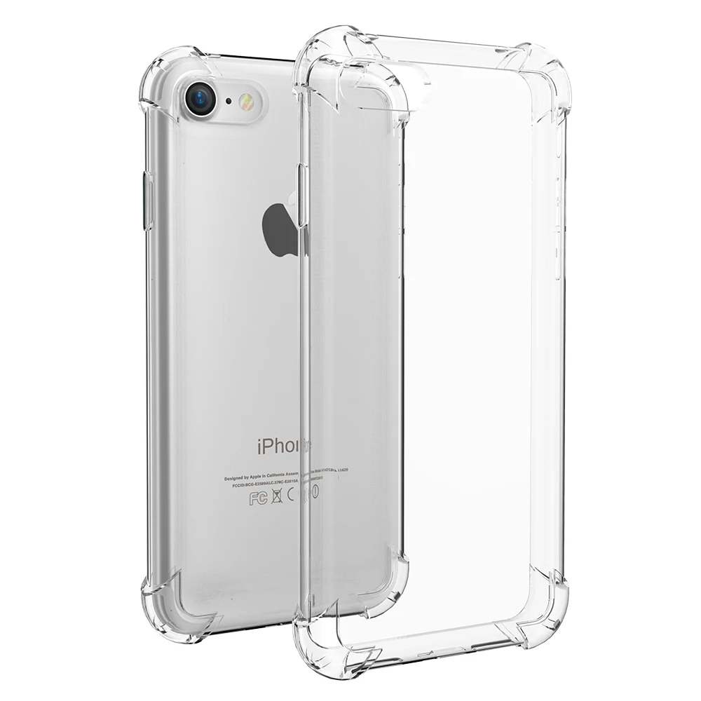 Прозрачный Анти Стук Мягкие TPU Silicone Case For iPhone 7 6 s Плюс Samsung Galaxy S7 Edge Случаи Кристалл