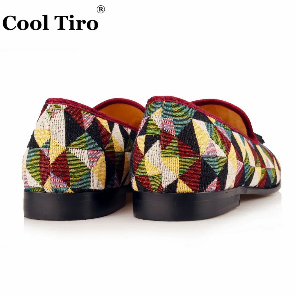 Крутая Мужская обувь TIRO с треугольным узором цветными лентами и кисточками