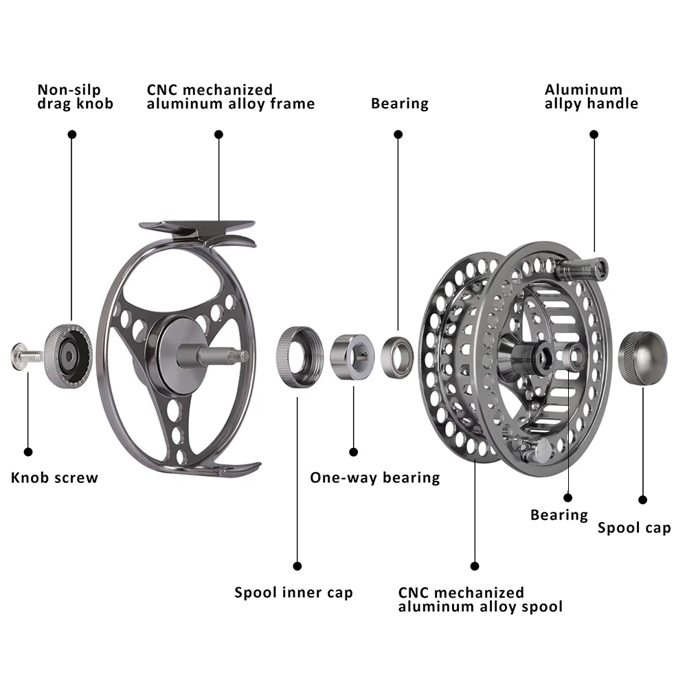 Goture Высокое Качество Fly Fishing Reel 3/4 5/6 7/8 Сменных 2 + 1BB 1: 1 Алюминиевого Сплава