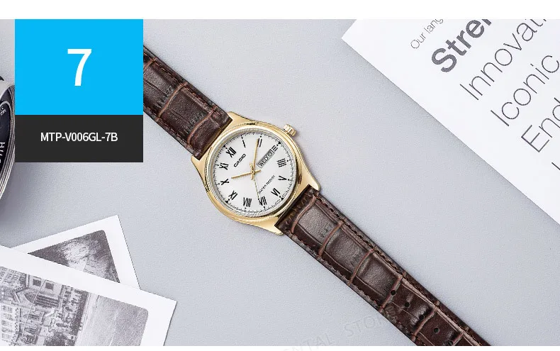Casio Часы для мужчин Лидер продаж Мода и Бизнес Кварцевые золотые наручные часы MTP-V006 браслет из нержавеющей стали Relogio Casio Masculino