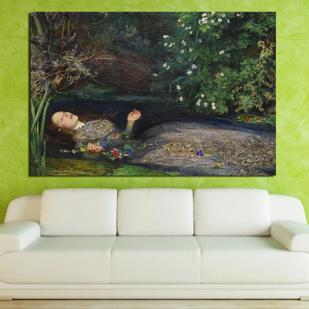 JQHYART Джон Эверетт Millais изображающий сцену утопающей стены хамлетта льва филии
