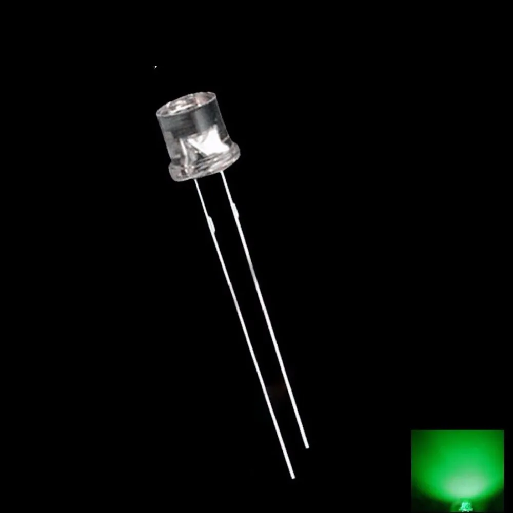 

50PCS 5MM 2Pin Flat Green LED Wide Angle Flat Head Light Lamp