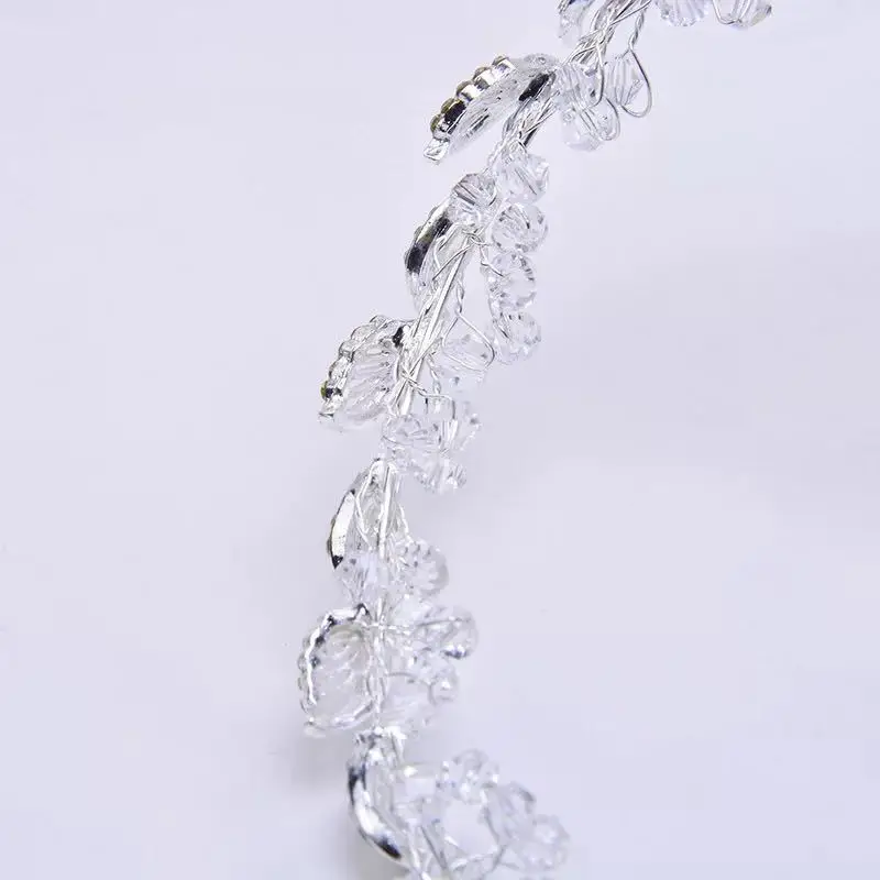 

Le Liin Silver Bridal Headband Silver Headpiece Rhinestone Tiara Bride Crown Wedding Hair Jewelry
