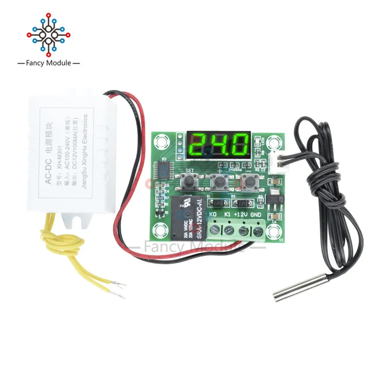 Зеленый светодиодный цифровой термостат переменного тока 110-220 В W1209 стандартный