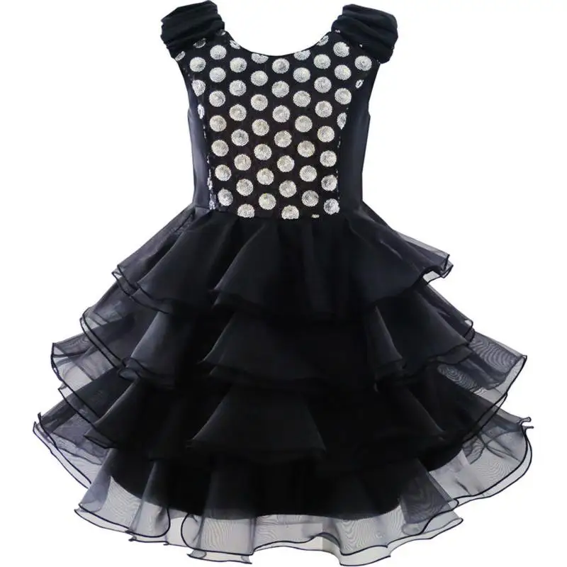 

Girls Dress Ruffles Tulle Tiered Dress Sequin Party Birthday Princess 2020 Summer Wedding Dresses Size 4-12 Carnival Vestidos