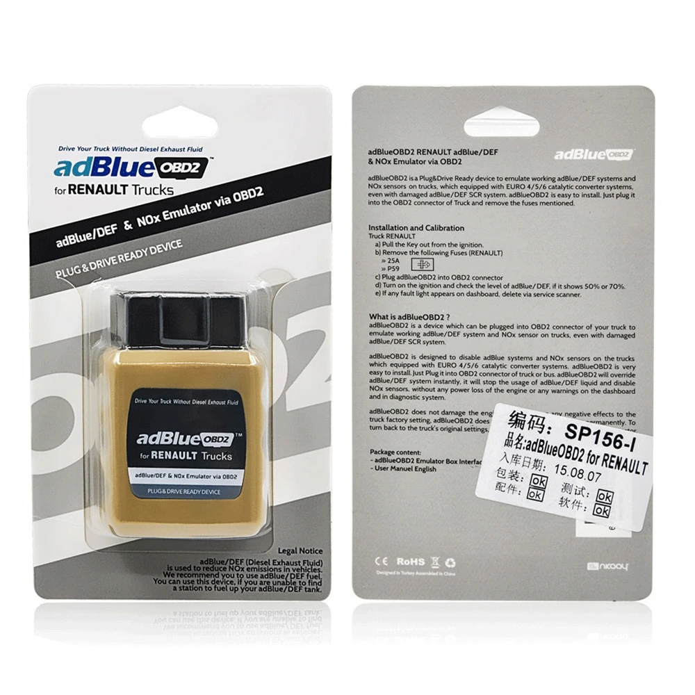 Новый эмулятор Adblue для RENAULT AdblueOBD2 Adblue/DEF Nox через OBD2 Renault Euro 6 поврежденной системы