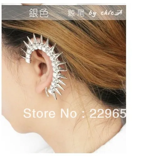 (Mixed order over $ 15 minus 2)New Design Punk Rock Metal Golden Rivet Rhinestone Left Ear Ear-hook Earring | Украшения и