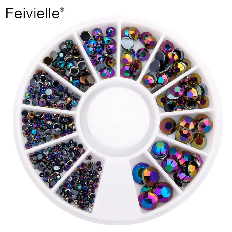 Feivielle 1 колесо Стразы для дизайна ногтей Новые кристаллические блестящие