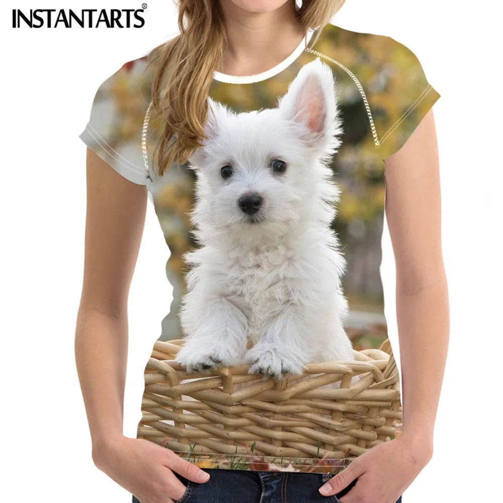 Женская футболка с коротким рукавом INSTANTARTS West Highland White Terrier круглым