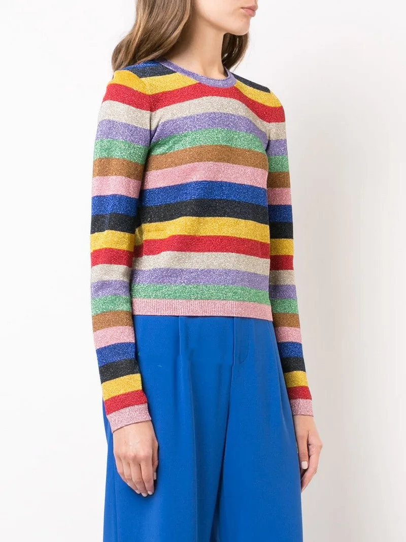 Тонкий Радужный свитер 2019 весна лето базовый Повседневный Женский вязаный