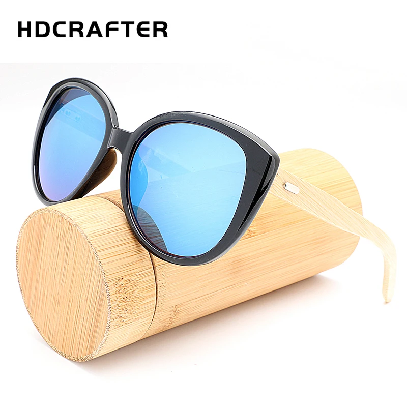Солнцезащитные очки HDCRAFTER для женщин большие деревянные кошачий глаз