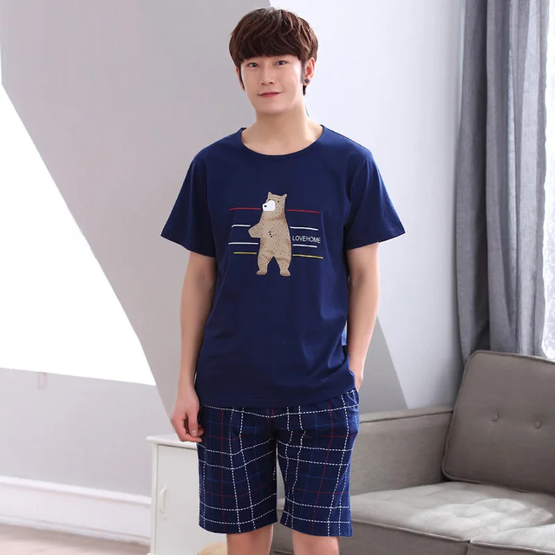 Пижамный комплект Yidanna мужской хлопковая одежда для сна крутой медведь с