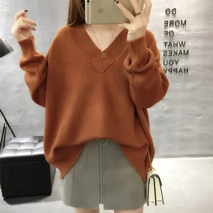 Женский свободный свитер большого размера весна-осень 2019 | Женская одежда