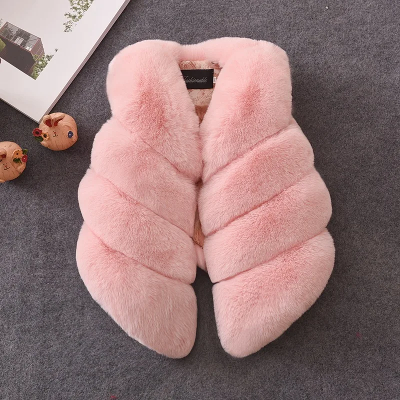 

Autumn Winter Hot Kids Girls Faux Fur Vest Fashion Thick Warm Colorful Waistcoat Children Outerwear Baby Girl Christmas Clothes