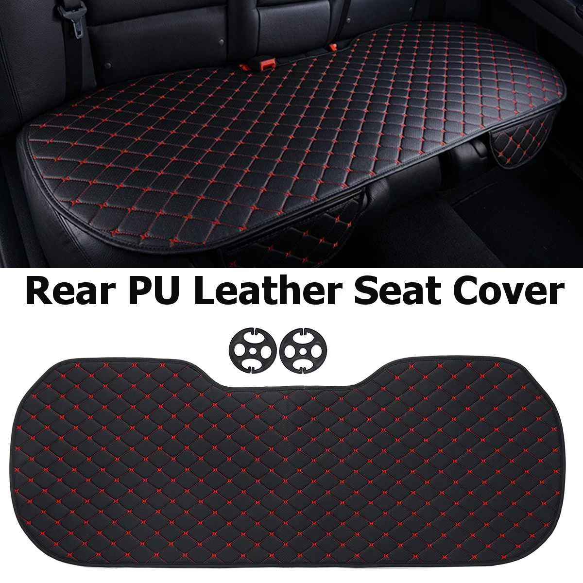Rear Black Red Универсальная кожаная Передняя Задняя крышка для сиденья автомобиля грузовика летняя Подушка противоскользящая задняя подушка для стула для автомобиля авто защита для сиденья - Название цвета: Rear Black Red