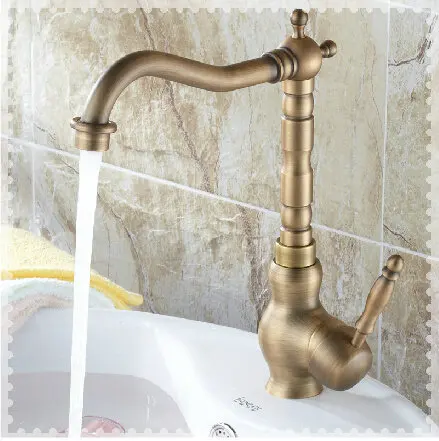 Tall antique brushed brass Kitchen faucet basin sink long spout mixer tap terneira torneira | Обустройство дома
