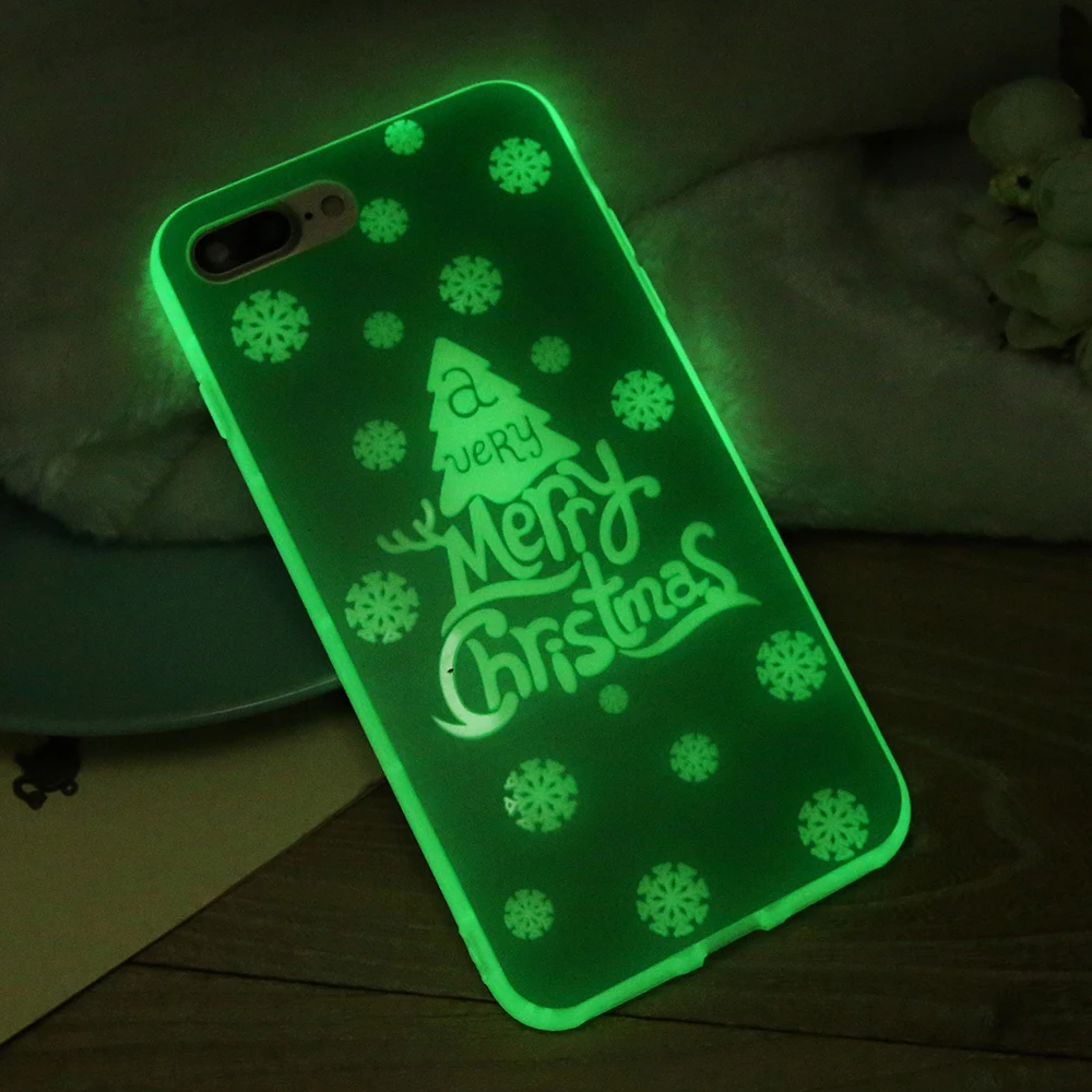 KISSCASE светящийся Мягкий ТПУ чехол для iPhone X 8 7 6S 6 Plus с рождественским узором