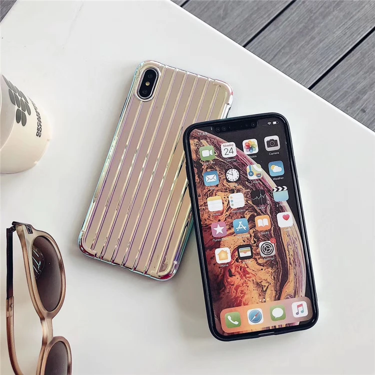 Классный чистый цветной чехол для телефона с текстурой багажа и смайликом iPhone XS