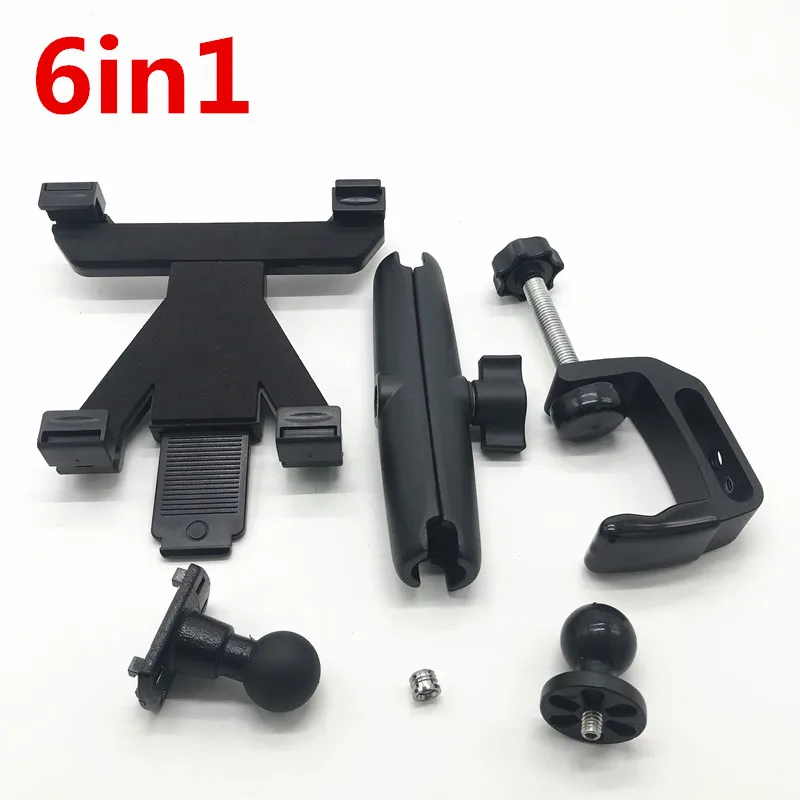 6in1 kit Тяжелая нагрузка алюминий 1 дюймов резиновый Шаровой Зажим крепление 15 см длина двойной разъем Arm для iPad планшета для gopro ram крепления - Цвет: 6in1 kit
