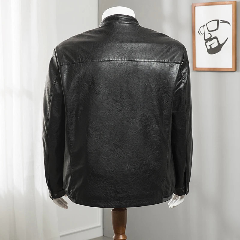 8XL 6XL 5XL 4X мужская кожаная куртка из натуральной козьей шкуры Черная бомбер