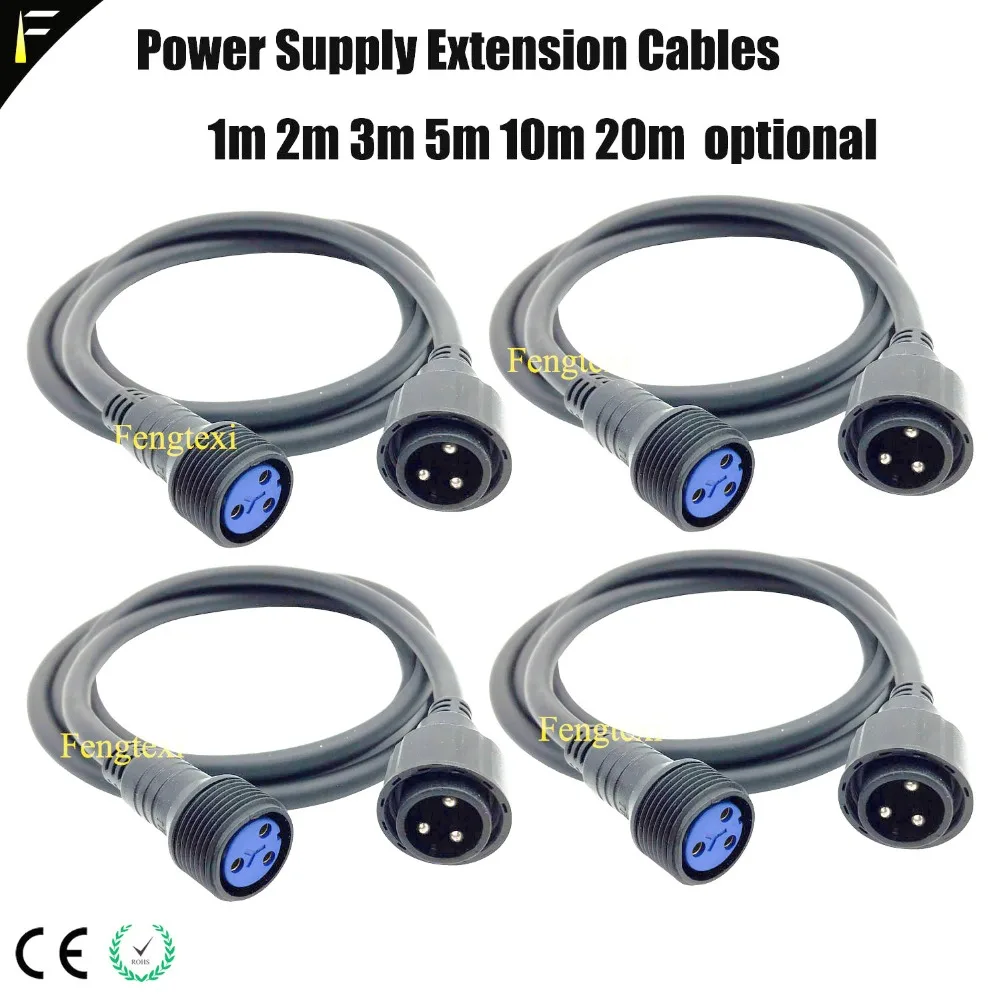 4pcs/lot Outdoor 2m3m5m10m Power Cable Stage Lights Device Powercord IP65 Power Extension Cables 3Pin Waterproof
