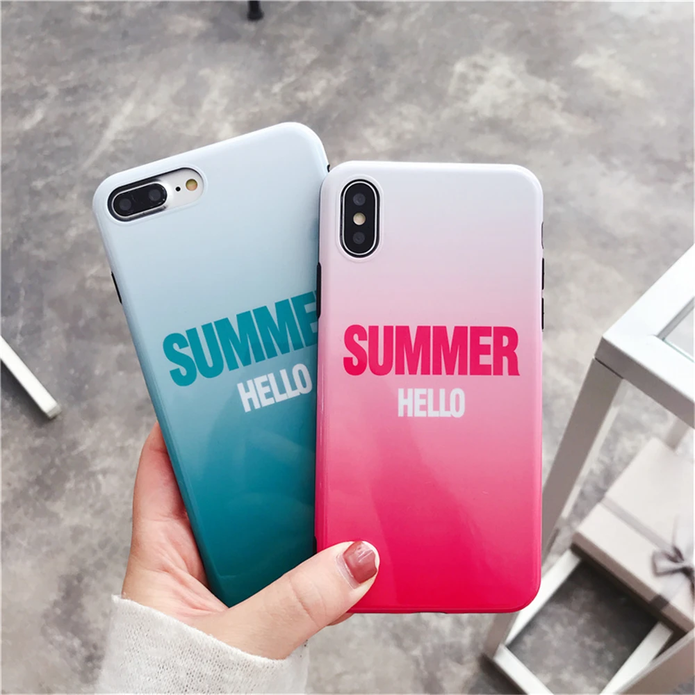 Чехлы для iphone 7 Hello летом прохладно Стиль синий и красный цвета градиентные Цвет