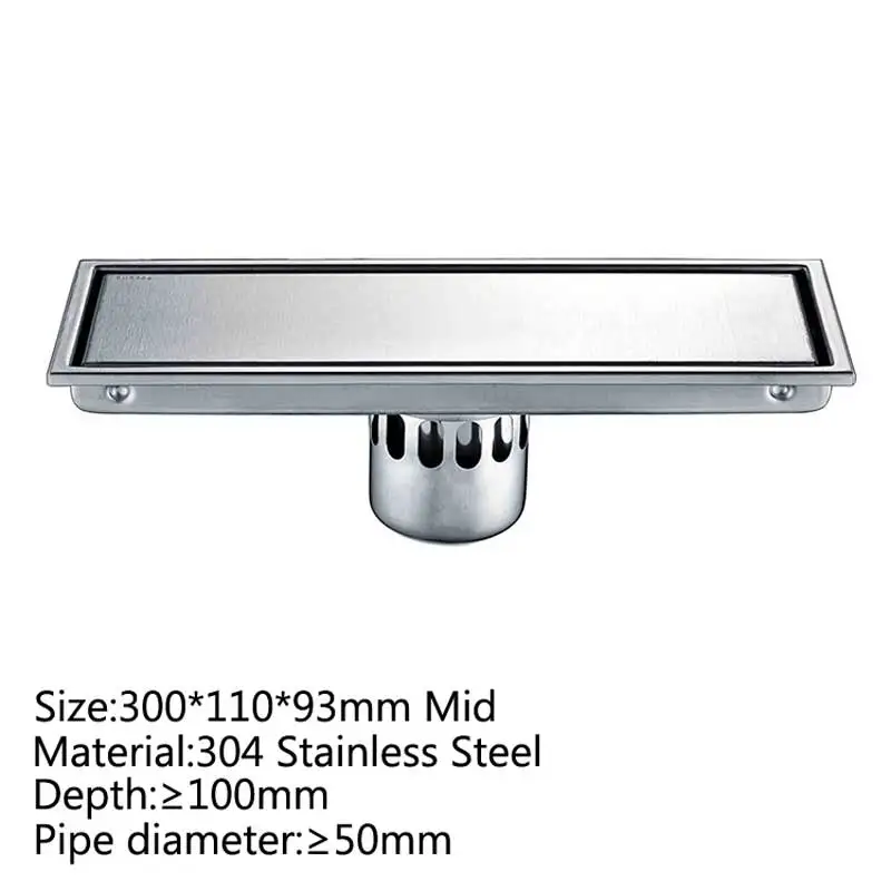 300x110x93mm Mid Канал трапных натереть 300 мм SUS304 Нержавеющая сталь дезодорации Тип ряд Душ трапных - Цвет: 300x110x93mm Mid