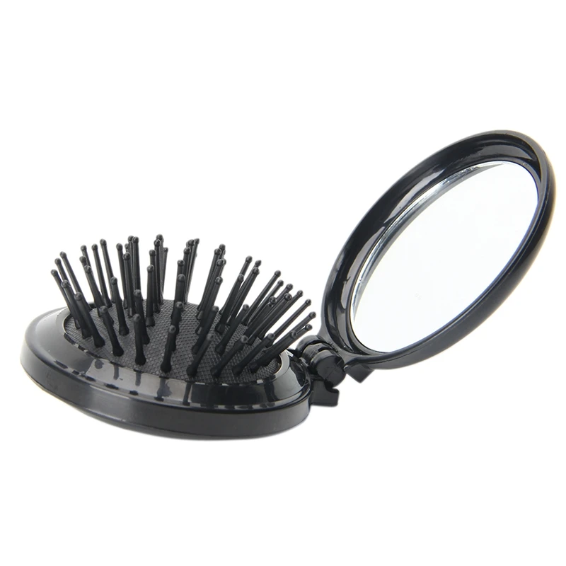 Модная Женская дорожная Складная круглая расческа для волос с зеркальным