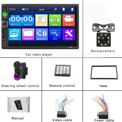 8 IR and remote Camecho Автомагнитола HD " сенсорный экран стерео 2 Din Bluetooth FM зеркальная связь SD USB Aux вход Mp5 плеер Поддержка камеры заднего вида - Цвет: 8 IR and remote
