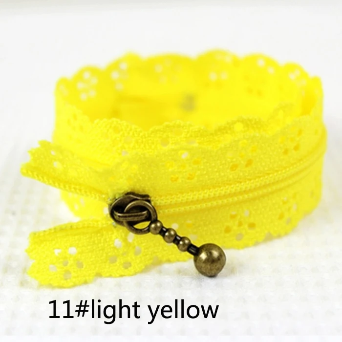 11 light yellow Искусство ремесла 3#20 см нейлоновая катушка красивые кружевные молнии для DIY мешок портной канализационный ремесло Wh - Цвет: 11 light yellow