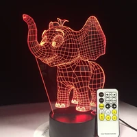 elephant baby 3d led night light touch switch remote control table lamp usb 7 color change room decor led light for gift