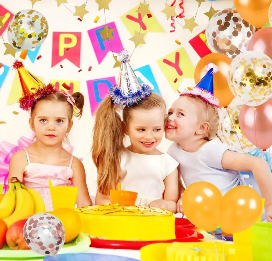 8 сезонов с днем рождения баннер Многоцветный латексные конфетти воздушные шары