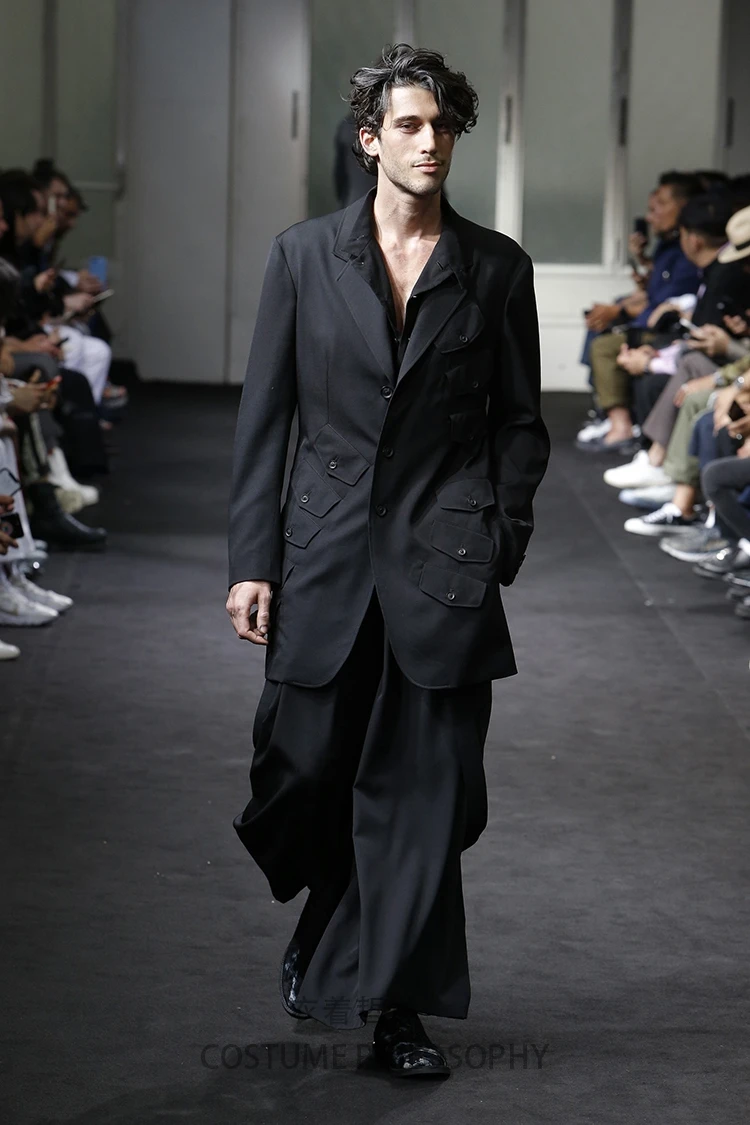 XS-5XL 2019 мужские новые модные стилист волос walk-шоу с несколькими карманами костюм