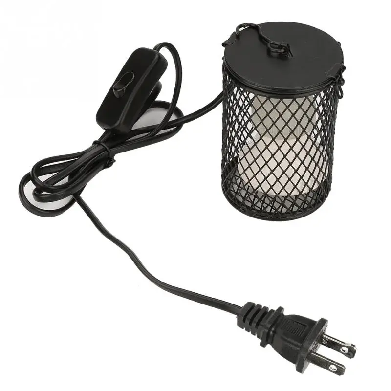 Black US Plug Нагревательная лампа для домашних животных инфракрасный керамический светильник с защитной клеткой излучатель тепловая лампа товары для домашних животных цыплята лампа для рептилий 100 Вт 110-230 В - Цвет: Black US Plug