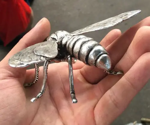 Коллекция тибетские серебряные резные статуи животных пчела украшение дома фэн