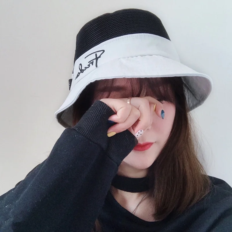 Женская сетчатая дышащая хлопковая шляпа от солнца контрастного цвета с