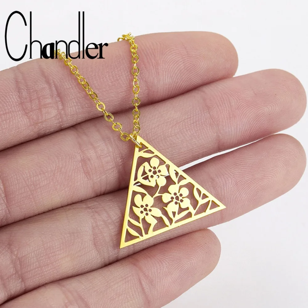 Чандлер из нержавеющей стали треугольное ожерелье модное розовое золото цвет