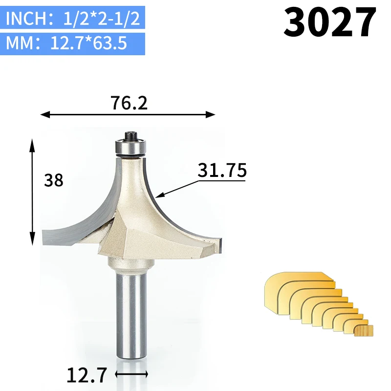 3027 HUHAO 1 шт. круглые фрезы для деревообработки инструмент 2 Флейта концевая фреза с подшипником фреза угловой круглый над бит - Длина режущей кромки: 3027