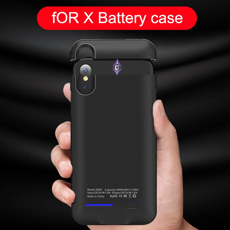 4000 мАч Батарея Зарядное устройство чехол для iPhone X резервного копирования