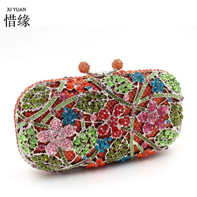 XIYUAN брендовая Роскошная вечерняя сумочка с кристаллами клатч цветком вишни