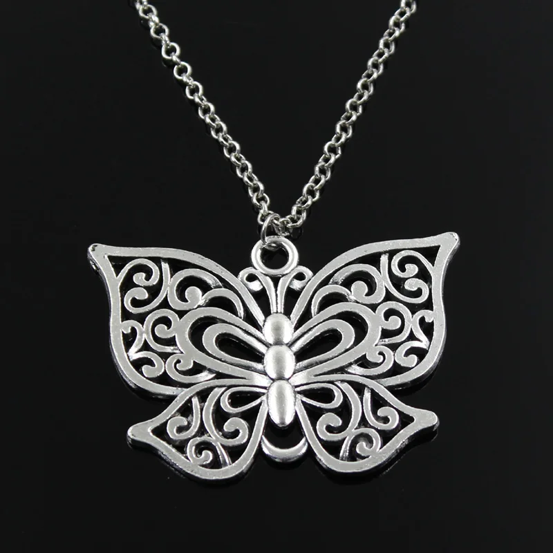 Простое классическое модное ожерелье с подвеской бабочкой в античном стиле