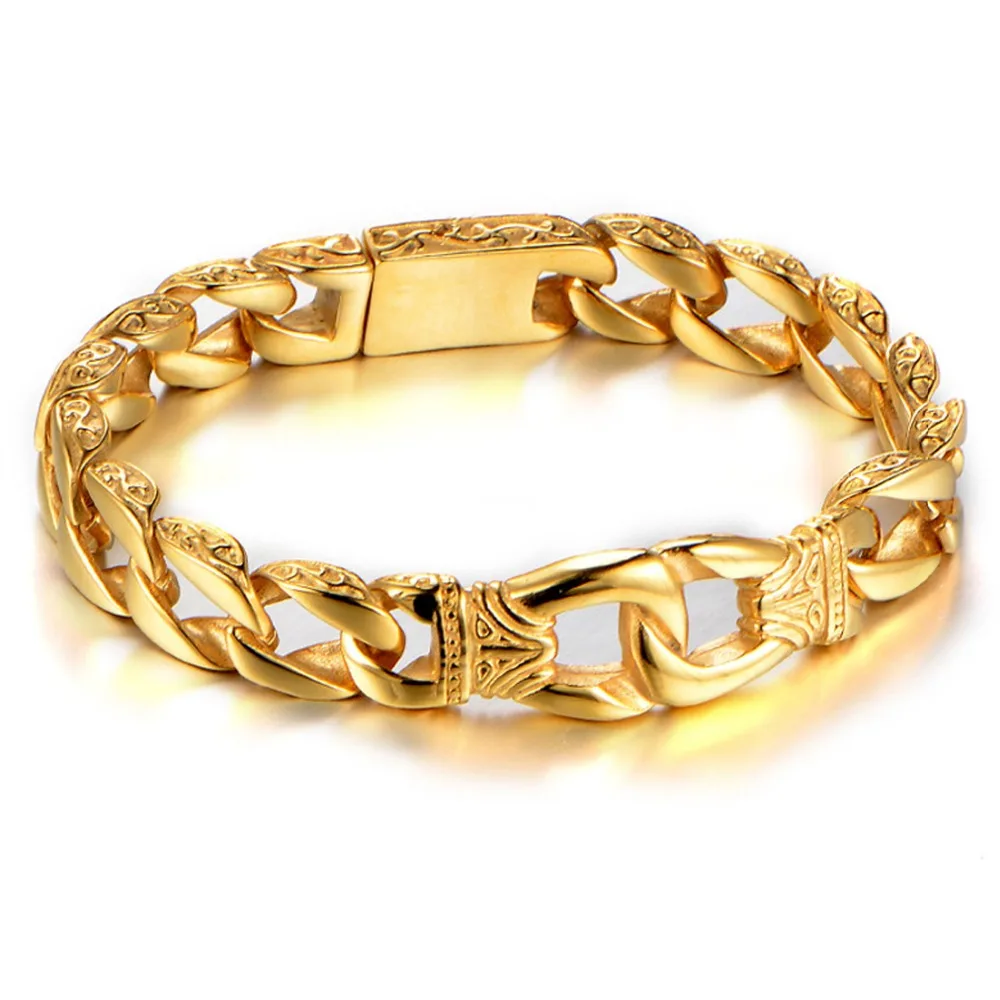 

Punk Jewelry 316L Stainless Steel Gold Tone Miami Cuban Curb Link Chain Men's Women's Bracelet Bangle 8.66" Wholesale Or Retail!