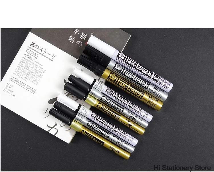 Sakura Pen-Touch paint Marker 9 шт./партия золото/серебро/белый 0,7 мм/1 мм/2 метка мм на любую вещь стекло/ткань/металл