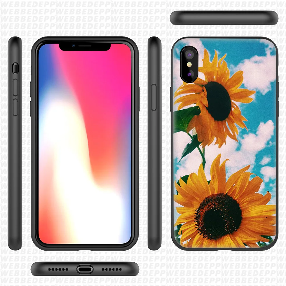 WEBBEDEPP желтый мягкий силиконовый чехол с подсолнухом для iPhone 11 Pro Xr Xs Max X или 10 8 7 6 6S