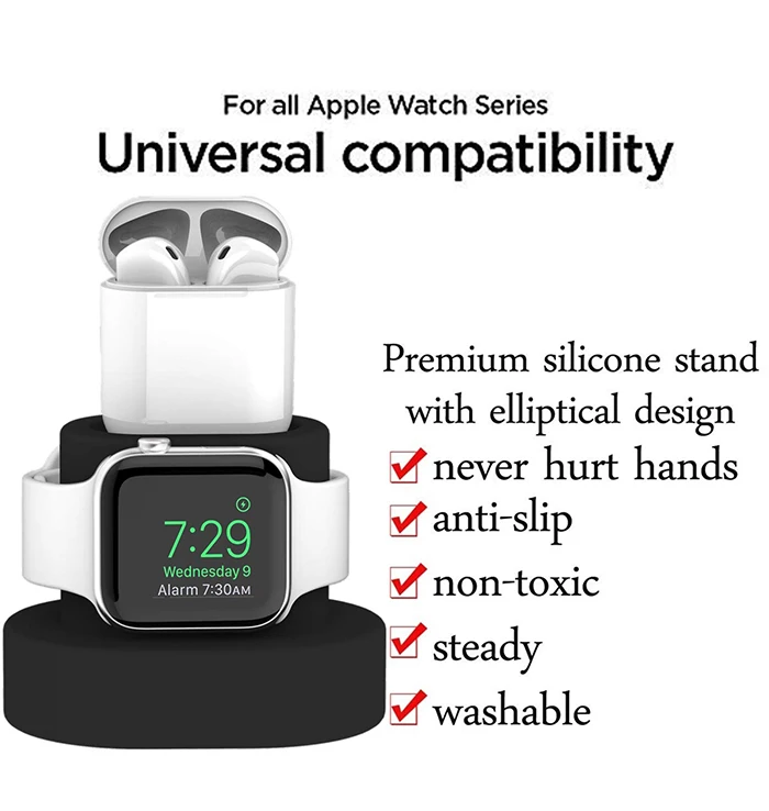 Fivetech 2 в 1 силиконовый держатель для Apple Watch/Airpods зарядная подставка для Apple Watch Series 4/3/2/1 маленький держатель для Airpods
