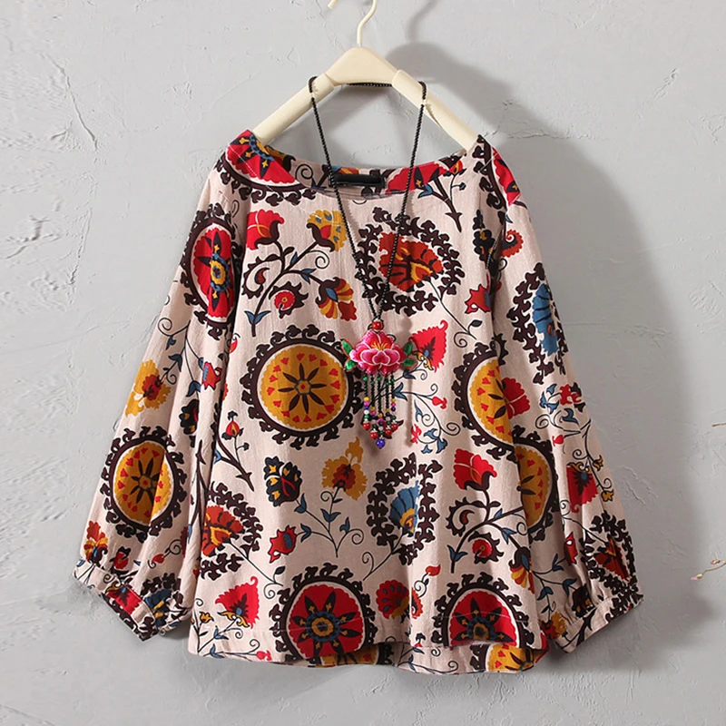 Женские топы рубашки винтажные Boho повседневные с принтом летние цветочные