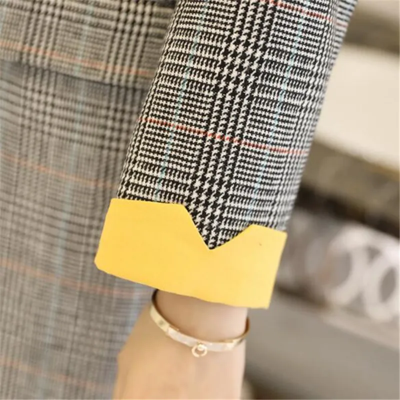 

Female Plaid Blazer Coat 2018 New Spring and Autumn Blazer Women Jacket Slim Long Casual Suit Blazer Outerwear Feminino A0504