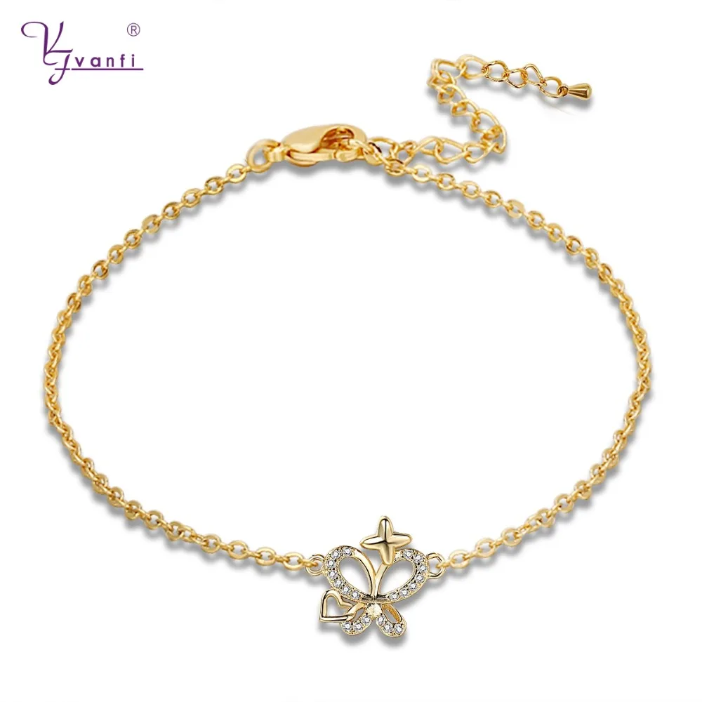 

Women Attractive Jewelry Gold/White Coulor White Rhinestone Copper Heart&Butterfly Shape Innovative design Bracelets