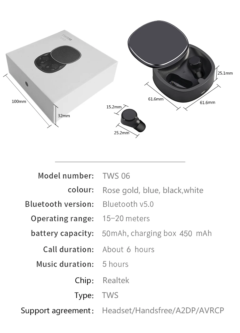 Arlado TWS06 Беспроводная bluetooth-гарнитура с шумоподавлением IPX5 водонепроницаемые спортивные наушники удобные наушники с сенсорным управлением